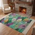thumbnail image 1 of Kitchen Runner Rugs, Abstract Leaf Geometric Art 4'x6' Throw Rug with Tassels, Retro Gradient Leaves Washable Soft Floor Carpet Runner for Hallway Bedroom Bathroom Laundry Room, 1 of 9