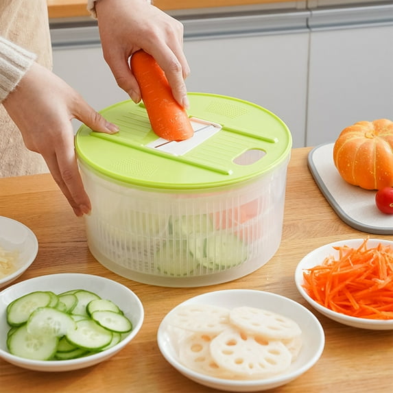Kitchen Salad Spinner with Plastic Fruit Bowl,Drain,Colander Manual Lettuce Spinner With Secure Lid Lock and Rotary Handle - Easy To Use With Bowl Colander and Built-in Draining System