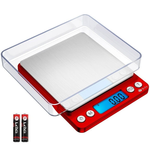 Kitchen Scale, AMIR 0.05g/500g Digital Scale with 2 Trays Digital Kitchen Scale for Cooking Bake Red