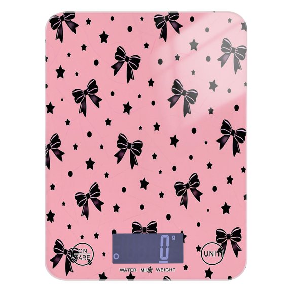 Kitchen Scale Digital Food Scale 5000g Max Capacity Battery Operated (Batteries Not Included) Pink Bow Tie Star Pattern