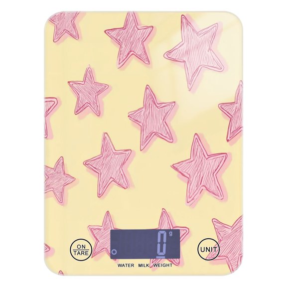 Kitchen Scale Digital Food Scale 5000g Max Capacity Battery Operated (Batteries Not Included) Pink Stars Pattern