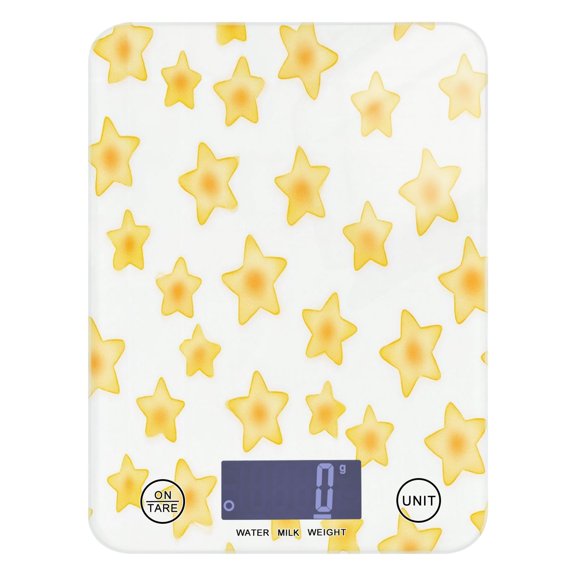 Kitchen Scale Digital Food Scale 5000g Max Capacity Battery Operated (Batteries Not Included) Yellow Stars Pattern