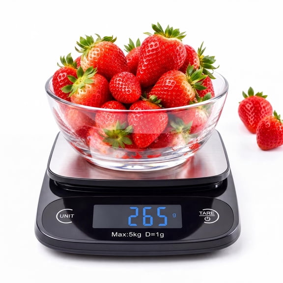 Digital Kitchen Scale, 5kg/1g High Precision Food Scale with Tare Function, Stainless‑Steel Weighing Surface for Baking and Meal Prep