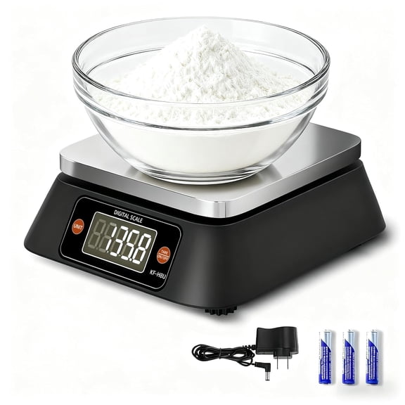 Kitchen Scales Digital Weight Grams and Ounces, KF-H8U Food Scale for Bakers, Candle and Soap Making, Baking Scale with Stainless Steel Large Platform, 22lb, 3*AA Batteries and AC Power Adapter