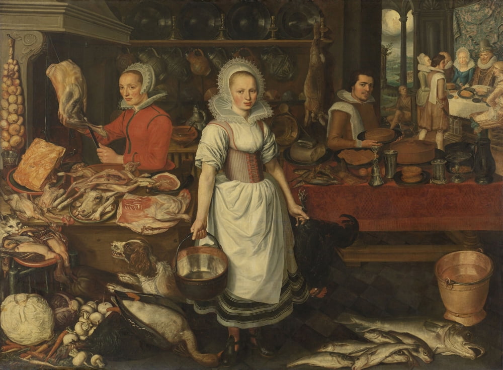 Kitchen Scene With The Parable Of The Rich Man And Poor Lazarus Canvas Art - (36 x 24)
