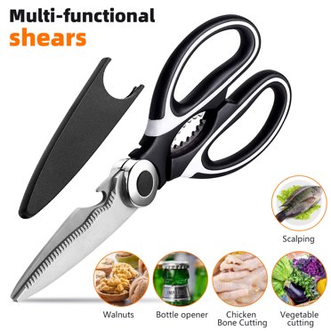 2-Pack Heavy Duty Stainless Steel Kitchen Shears - Poultry Scissors For Meat, Fish, Veggies