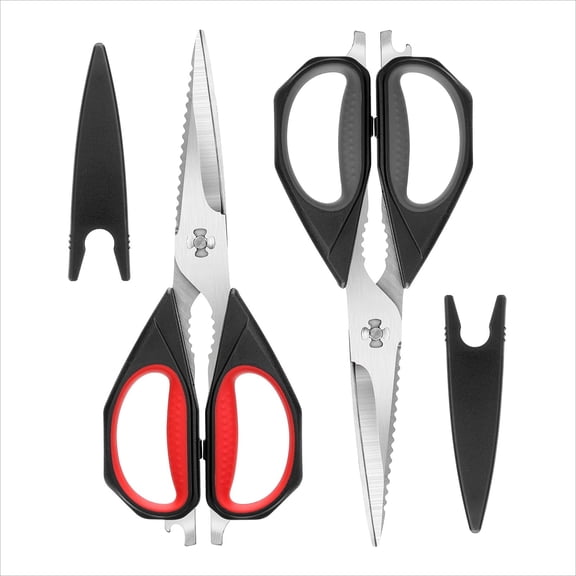 Kitchen Scissors, 2 Pack 9.25" Utility All Purpose Poultry Shears Heavy Duty Dishwasher Safe, Come Apart Sharp Stainless Steel Cooking Food Scissors for Cutting Meat, Chicken, Vegetable, Fish