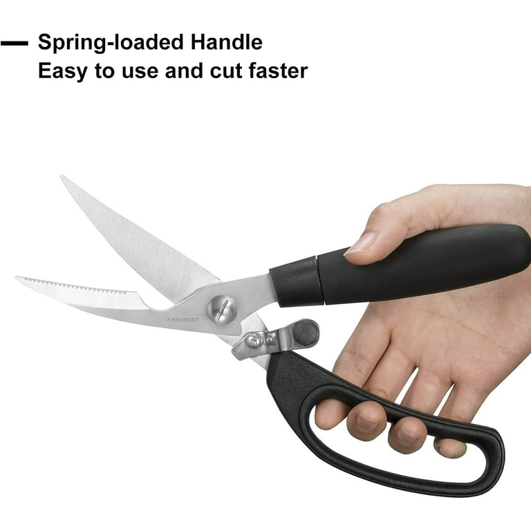 KEENBEST Kitchen Shears Kitchen Scissors Heavy Duty Poultry Shears for Chicken Food Meat and Cooking Dishwasher Safe Spring-Loaded Full Steel Handle