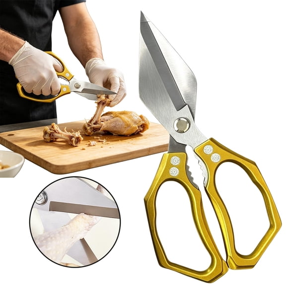 Kitchen Scissors for Food, Kitchen Shears Heavy Duty, Stainless Steel Meat Scissors, Sharp Food Prep Scissors for Poultry and Vegetables, Dishwasher Safe All Purpose Food Scissors,Gold
