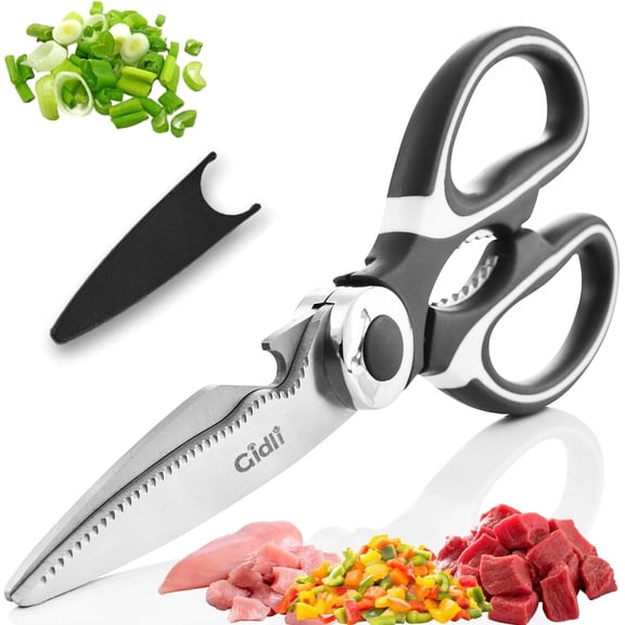 Kitchen Scissors Heavy Duty, Premium Sharp Kitchen Shears for Food, Fish, Meat, Bones, Poultry and Vegetables with Strong Stainless Steel Blades Multi Purpose Cooking Scissors