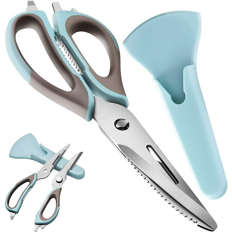 Kitchen Scissors Come-Apart Kitchen Shears Scissors Heavy Duty FREE Holder  Green