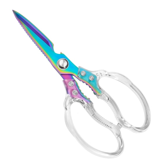 Kitchen Scissors, Multi-Purpose Kitchen Shears, Heavy Duty Dishwasher Safe Food Scissors for Chicken, Poultry, Fish, Meat & Herbs with Non-Slip Grips - Sliver