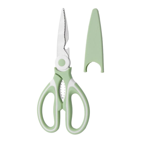 Kitchen Scissors Multifunctional Stainless Steel with Blade Cover Sage Green for Poultry Meat
