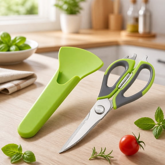 Kitchen Scissors Separable , Heavy Duty Kitchen Shears for Chicken, Poultry, Fish, Food Cutting - Come Apart Rustproof Blades, Sharp Stainless Steel, Dishwasher Safe,Green