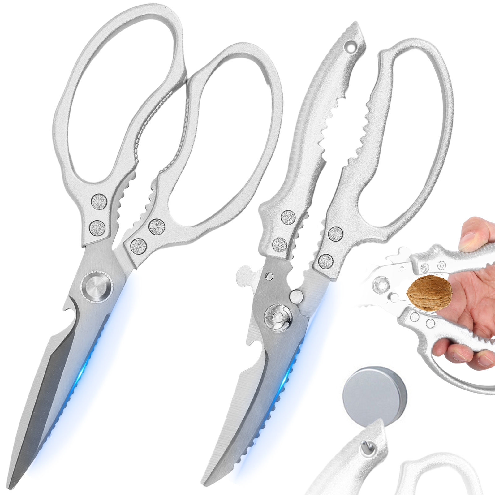 Sharp Scissors Cooking Kitchen Scissors Set Silver - Stainless Steel Kitchen Shear, Sharp Meat ...