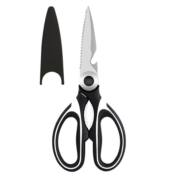 Kitchen Scissors, Stainless Steel Scissors All Purpose Heavy Duty, Kitchen Scissors for Food Dishwasher Safe, Kitchen Shears for Kitchen Meat Chicken Fish Poultry Herb Bread (Black White)