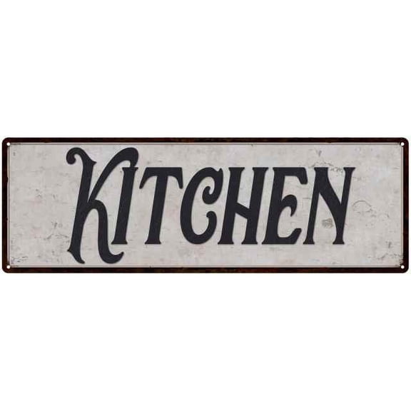 Kitchen Script Vintage Reproduction Black White 8x24 Metal Sign 106180023048