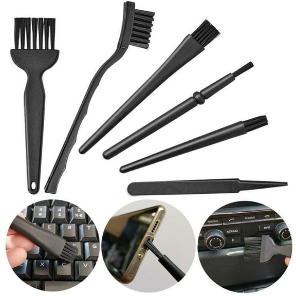 Kitchen Scrubber 6 In 1 ESD Cleaning Brush Set For Keyboard Static Nylon Tool Black Plastic Electronic Device Dust Removal Brush