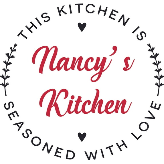 Kitchen Seasoned With Love Circle Customized Wall Decal - Custom Vinyl Wall Art - Personalized Name - Baby Girls Boys Kids Bedroom Wall Decal Room Decor Wall Stickers Decoration Size (30x30 inch)