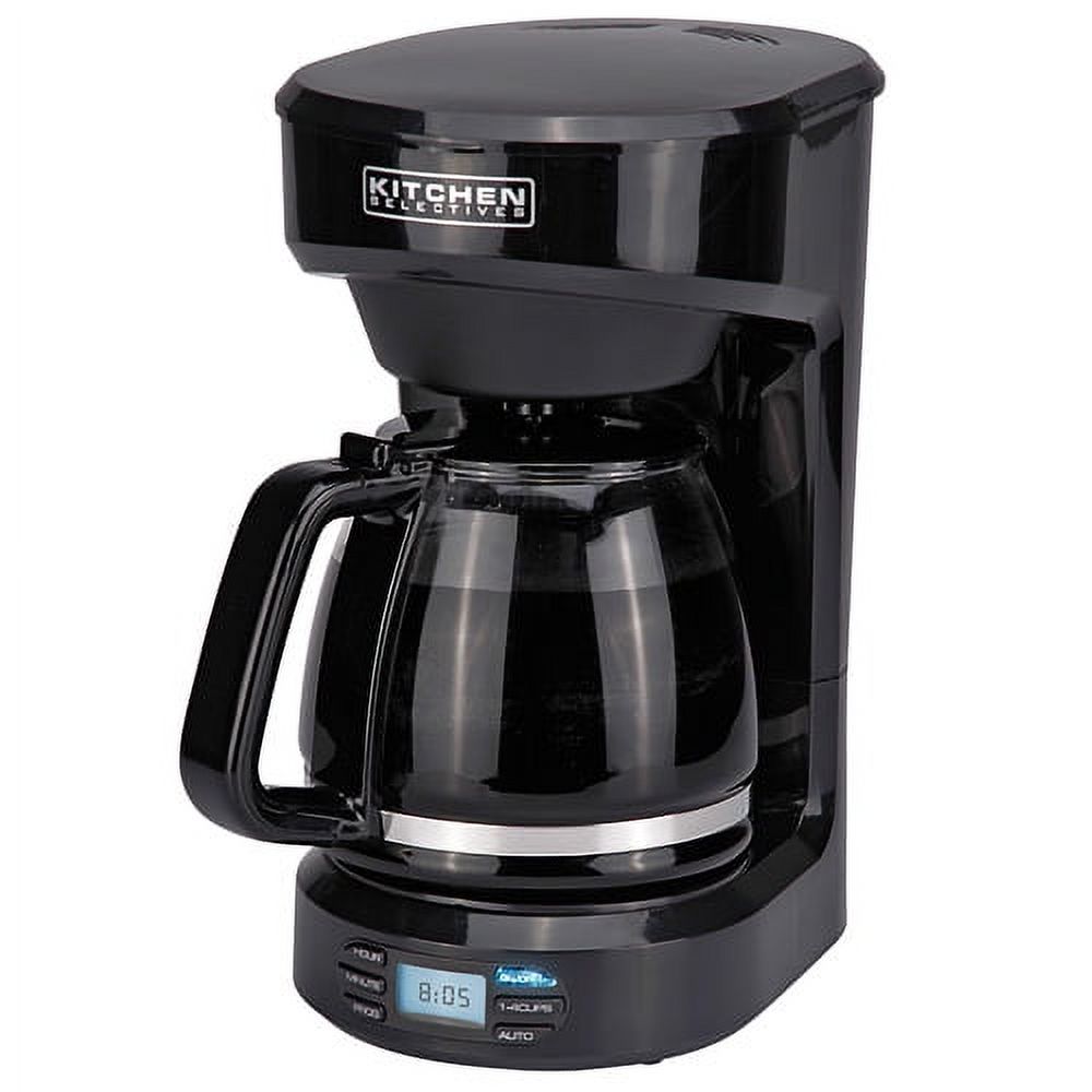 Kitchen Selectives 12Cup Programmable Coffee Maker, Black, New