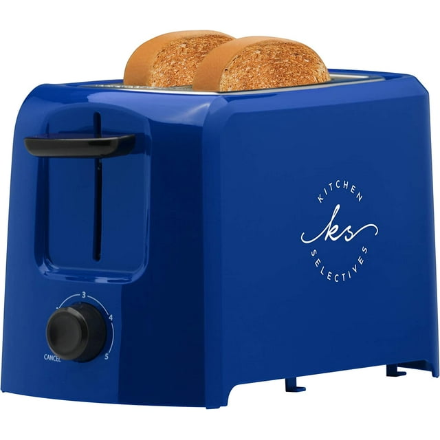 Kitchen Selectives Toaster, Cobalt Blue, 2 Slice, Wide Slots, Adjustable Control