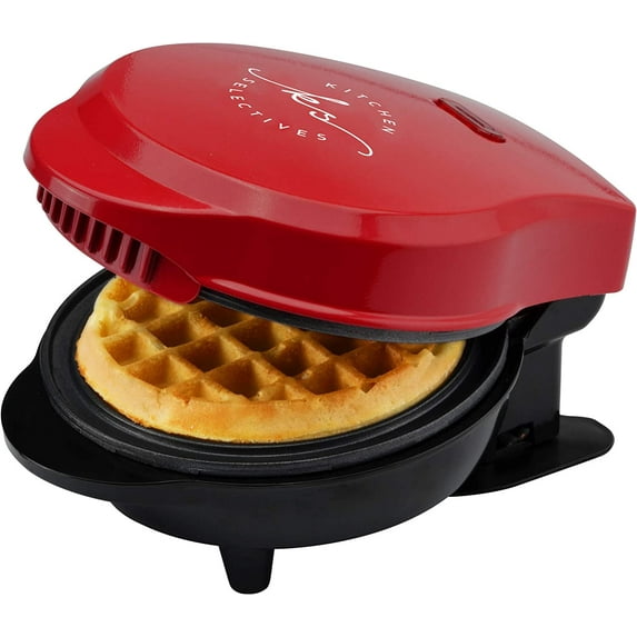 Kitchen Selectives Electric Mini Waffle Maker, Red