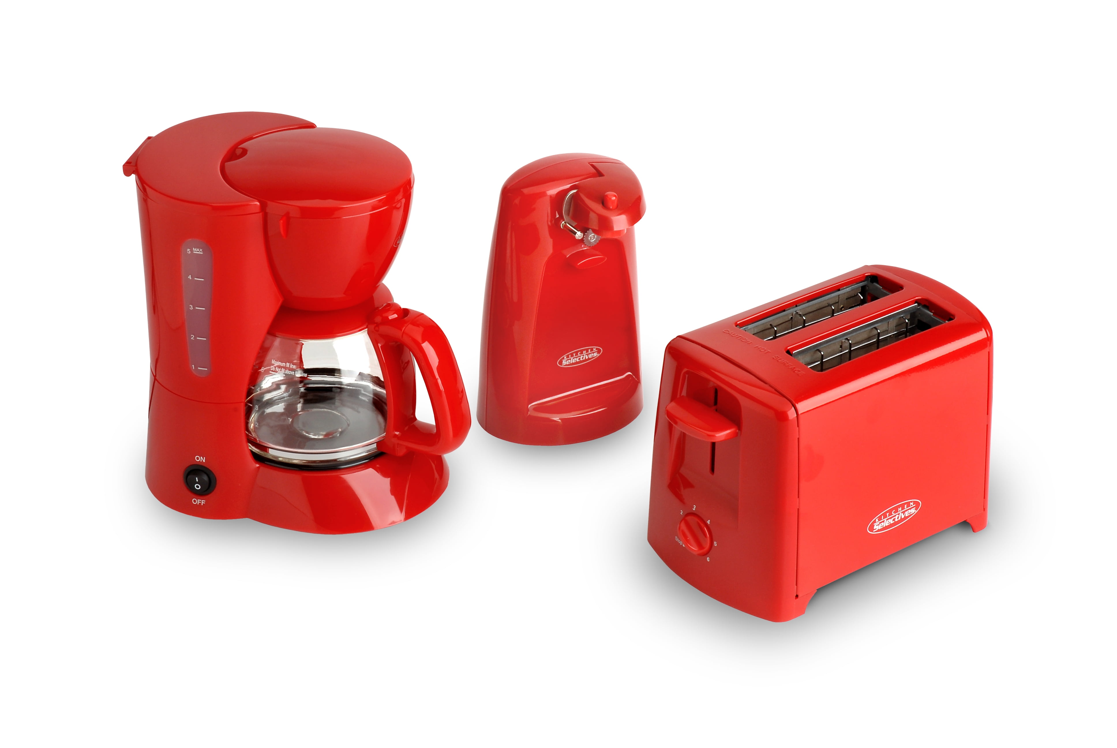 Kitchen Selectives Coffee Maker and Toaster Bundle in Red and Black