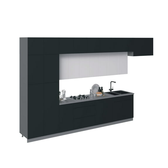 Kitchen Serene Collection Black & White Gloss Color Base Size 15Ft Wide