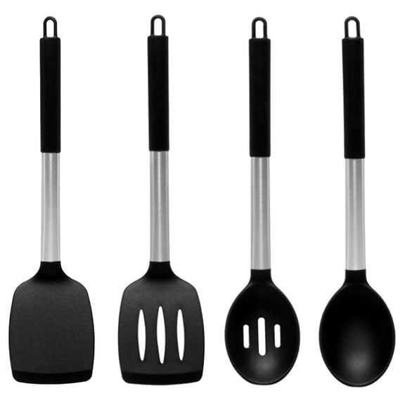 MEIBUTYUP Stainless Steel Cooking Utensils Set with Non-Stick Ergonomic Handles for Home Kitchen Cooking