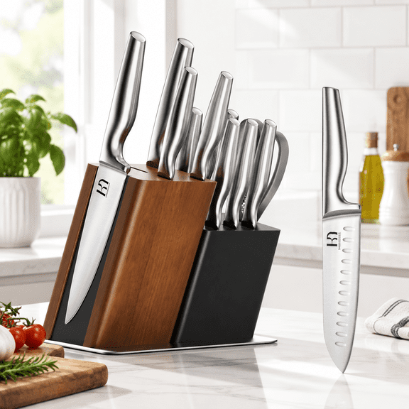 Kitchen Set With Block 13-piece Stainless Steel