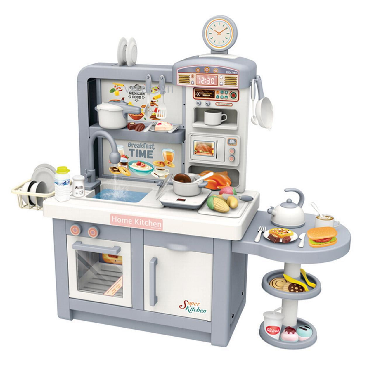 Kitchen Set for Kids Blue 45 Pcs Pretend Play Cook, Sink, Cutting Food for Kids +3 Years - Valessati