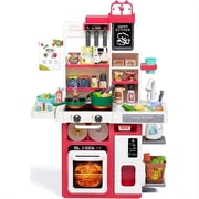 Valessati Kids Kitchen Playset with Steam, Lights, Sounds & Sink, 63 Pieces, Pink