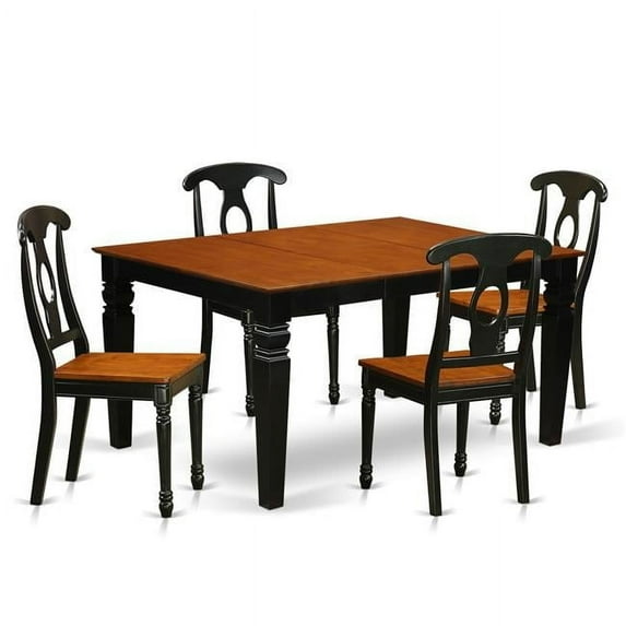 Kitchen Set with a Single Weston Kitchen Table & 4 Wood Seat Chairs, Elegant Black - 5 Piece