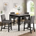 thumbnail image 1 of Kitchen Sets, 5-Piece Counter Height Table Set with 4 Chairs, Counter Height Table Set for 4 with Chairs, Wooden Counter Height Table Set for Kitchen, Dining Room, Light Grey & Black Two Tone, 1 of 10