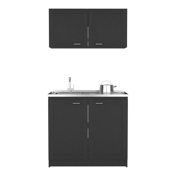 Kitchen Sets, Cabinet Set Zeus, Garage, Black, Black Dining Sets,Particle Board Dining and Kitchen Sets, Furniture Dining and Kitchen Sets