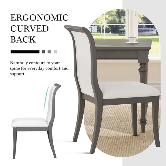 Kitchen Sets, Oak Gray Dining Table Set:39.4" Round Table + 2 Chairs - Traditional Solid Wood Kitchen Set with Inlaid Tabletop, Elegant Curved Legs for Dining Room, Grey,Linen Dining Sets