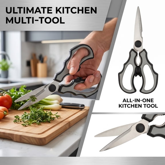 Kitchen Shears Heavy Duty, Sharp Kitchen Scissors for Slicing and Cutting, Ideal for Home Cooks and Meal Prepping Families, Useful New Home Essential, Stainless Steel Kitchen