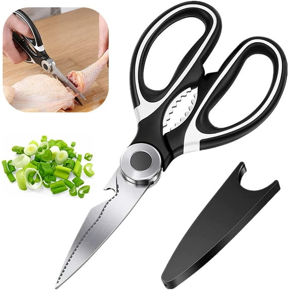 Kitchen Shears, Kitchen Scissors Heavy Duty Meat Scissors Poultry Shears, Dishwasher Safe Food Cooking Scissors All Purpose Stainless Steel Utility Scissors,Black