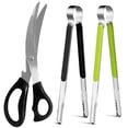 thumbnail image 1 of Kitchen Shears. Korean Barbecue Scissors and Tongs Set, Kitchen Scissors and Tongs for Cutting Meat, Chicken, Vegetables, Stainless Steel Multipurpose Non-slip Serrated Sharp BBQ Scissors BBQ Tongs, 1 of 7