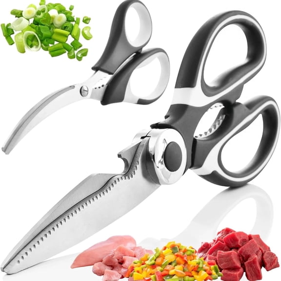 Kitchen Shears – Includes Seafood Scissors as a Bonus – Heavy Duty Utility Stainless Steel All Purpose Ultra Sharp Scissors for Food & Cooking