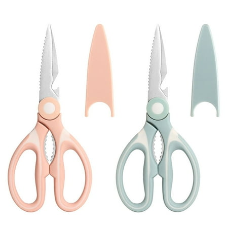 Kitchen Shears, Muerk 2-Pack Multi-function Heavy Duty Kitchen Scissors, Ultra Sharp Poultry Shears for Chicken Poultry Fish Meat Vegetables Herbs BBQ(pink and green)