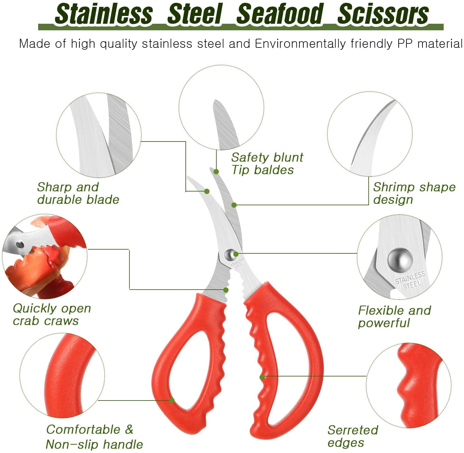 Kitchen Shears for Seafood, Multifunctional Stainless Steel Shears ...