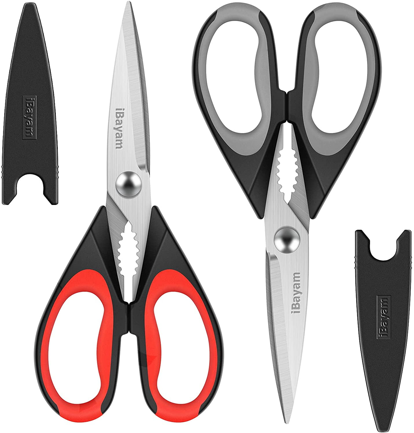 TIJERAS Heavy Duty Poultry Shears - Black Kitchen Shears with Serrated Edge  - Multipurpose Spring Loaded Cooking Scissors for Fathers Day - Stainless