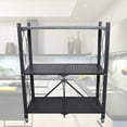 thumbnail image 1 of Kitchen Shelf Carbon Steel Shelf With 4 Casters Movable Storage Rack Installation Free Durable 3 Layers Storage Rack Movable Shelf With Wheel Bathroom Bedroom Kitchen Rolling Trolley Cart Utility, 1 of 15
