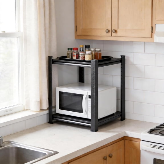 Kitchen Shelves Pantry Organizers and Storage, Adjustable Metal Shelving Unit, Kitchen Essentials Microwave Stand, Corner Shelf, Home Organization (15.75" W×9.84" D×22.05" H, 2)