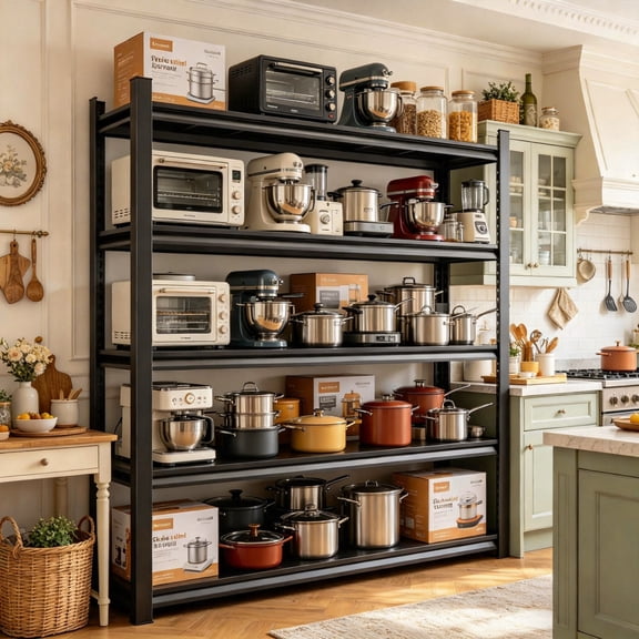 Kitchen Shelves Pantry Organizers and Storage, Adjustable Metal Shelving Unit, Kitchen Essentials Microwave Stand, Corner Shelf, Home Organization (39.4" W×15.7" D×63" H, 5)