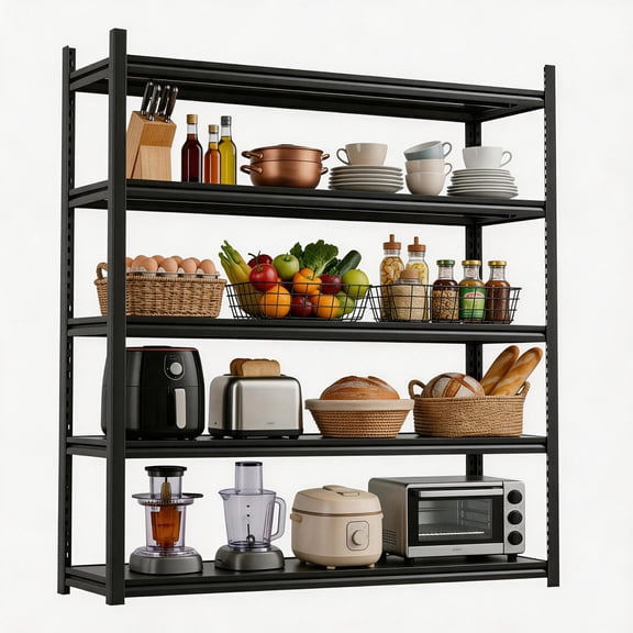 Kitchen Shelves Pantry Organizers and Storage, Adjustable Metal Shelving Unit, Kitchen Essentials Microwave Stand, Corner Shelf, Home Organization (40" W×18" D×78" H, 5)