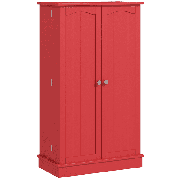 Kitchen Sideboard Cabinet, Red Kitchen Pantry with Doors & Shelves, Large Storage Organizer for Dining Room, 5-Tier Adjustable Shelving