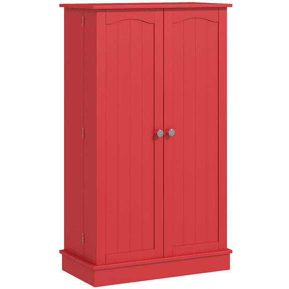 Kitchen Sideboard Cabinet, Red Kitchen Pantry with Doors & Shelves, Large Storage Organizer for Dining Room, 5-Tier Adjustable Shelving