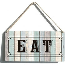 Kitchen Sign Farmhouse Eat Food Wooden Hanging Sign Plaque Retro Wall Art Decor Home Kitchen Decoration 10x5 Inch